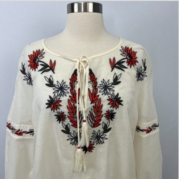 Tory Burch Floral Embroidered Peasant Top - Picture 4 of 16